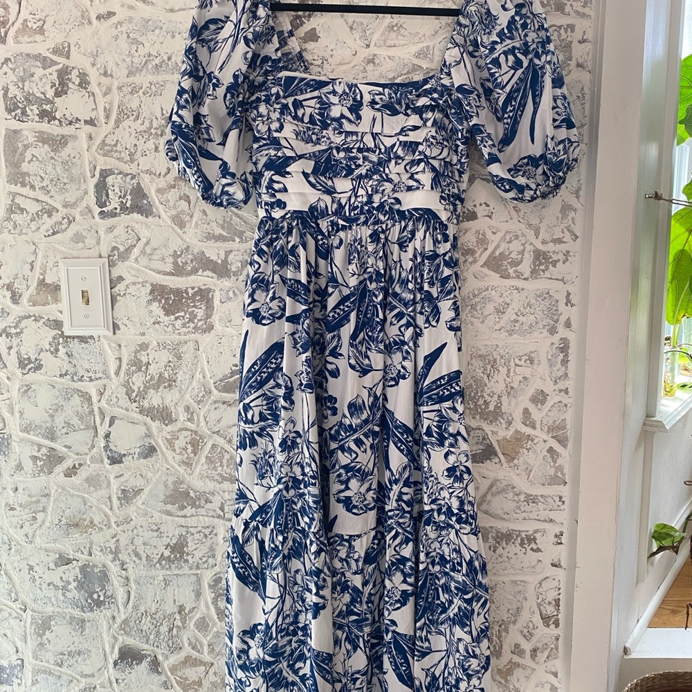 Abercrombie + Fitch Floral Blue and White Dress